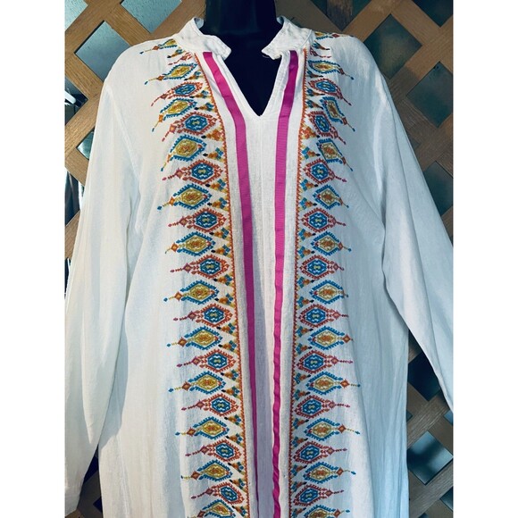 MIDNIGHT VELVET Embroidered Chloe Long Linen Blend Maxi Dress 18W - Picture 2 of 9